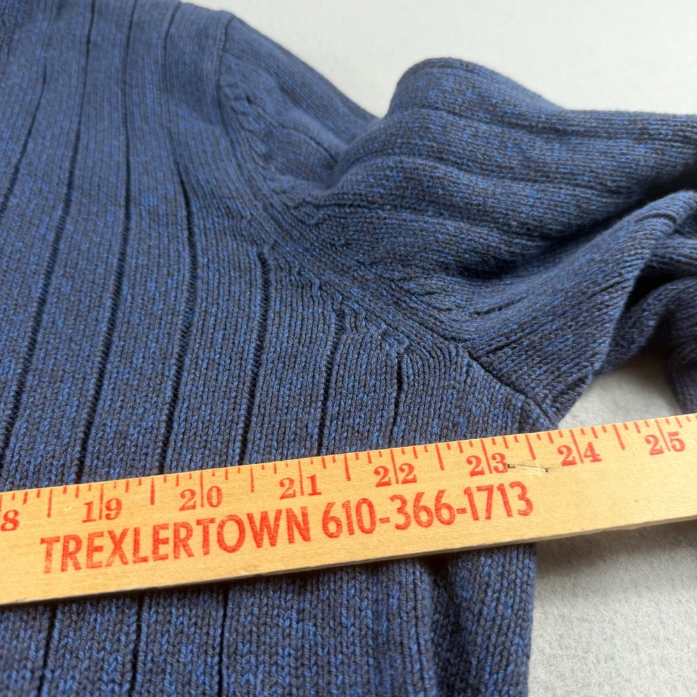 Tasso Elba Mens XL Navy Blue Cotton Ribbed Shawl Collar Button Sweater Pullover - Picture 4 of 7